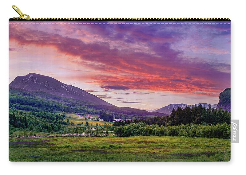 Europe Zip Pouch featuring the photograph Sunset in the meadow by Dmytro Korol