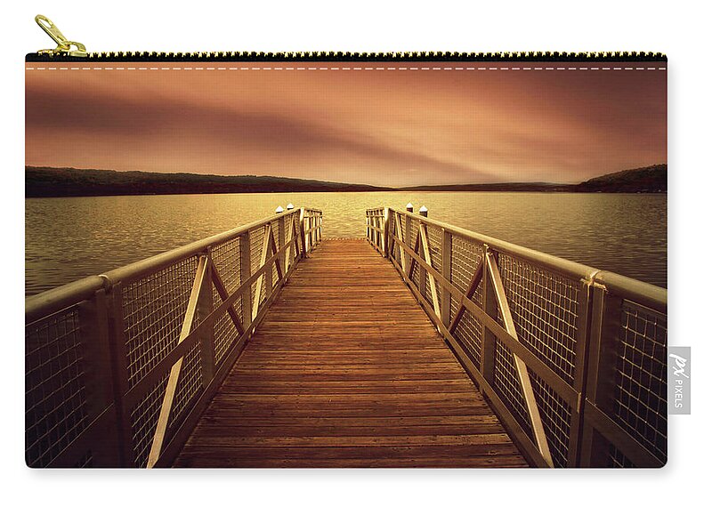 Sunset Zip Pouch featuring the photograph Sunset Dock by Jessica Jenney