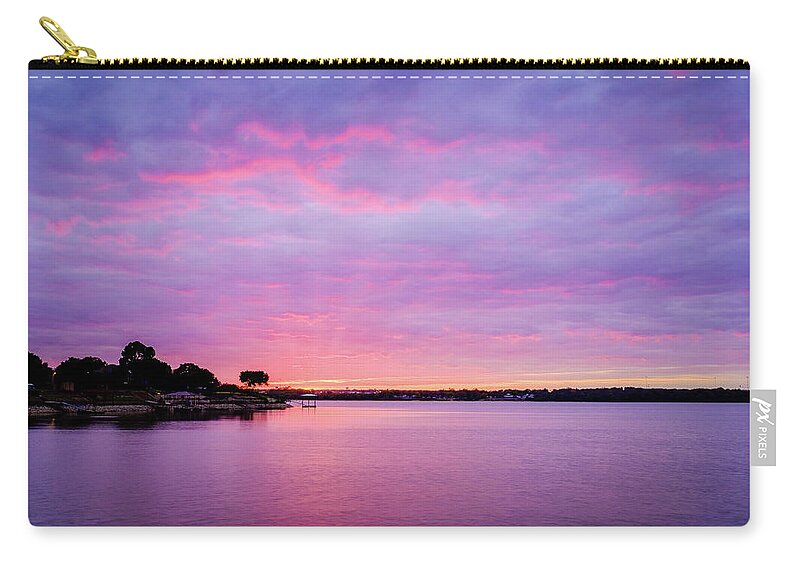 Sunset Zip Pouch featuring the photograph Sunset Lake Arlington Texas by Robert Bellomy