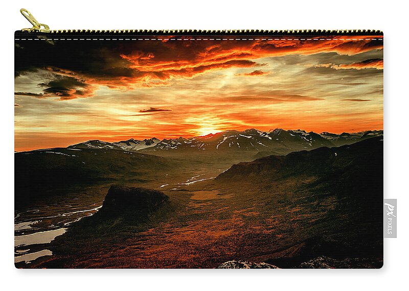 Mountains Zip Pouch featuring the digital art Sunset Mountains by Carol Crisafi