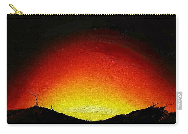  Zip Pouch featuring the painting Sunset Of The Congo by James Dunbar