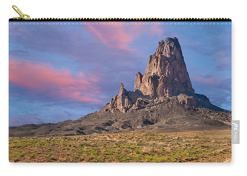 Arid Climate Carry-all Pouch featuring the photograph Sunset on Agathla Peak by Jeff Goulden