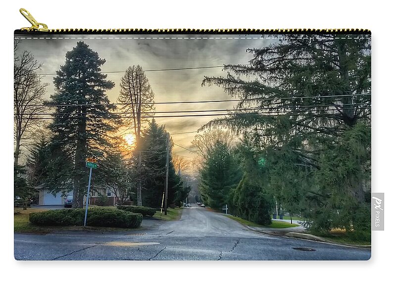 Sunset Zip Pouch featuring the photograph Sunset on Hilltop Drive by Chris Montcalmo