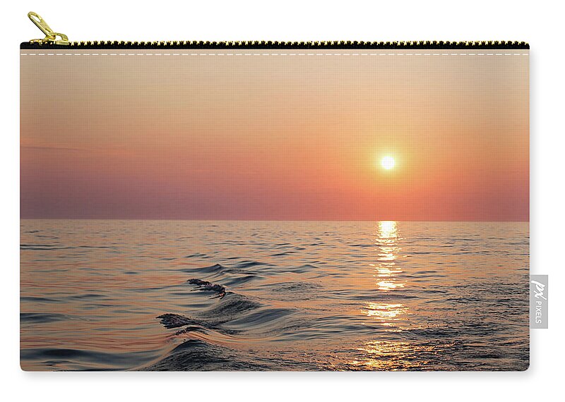 Sunset Zip Pouch featuring the photograph Sunset on Lake Michigan by Melanie Alexandra Price