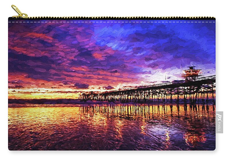 Sunset Zip Pouch featuring the painting Sunset On San Clemente, Nbr 1C by Will Barger