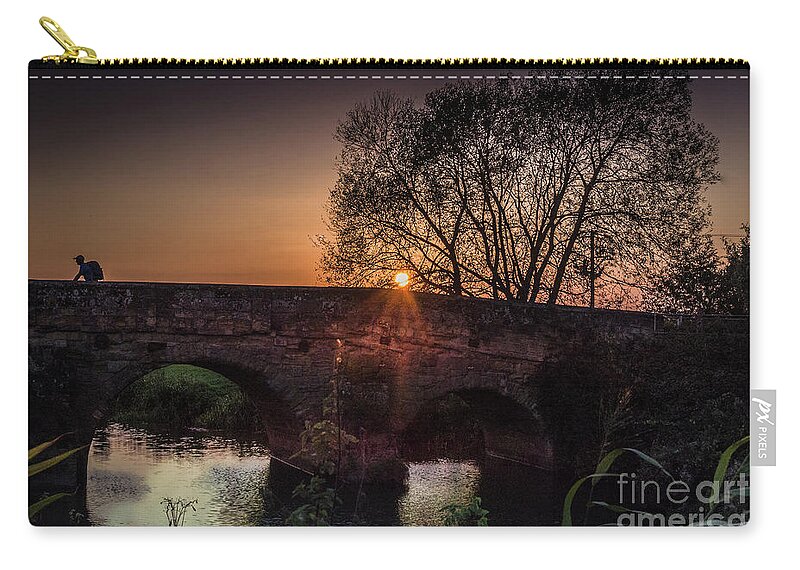 Autumn Sunset Zip Pouch featuring the photograph Sunset on the Bridge, Newenden by Perry Rodriguez