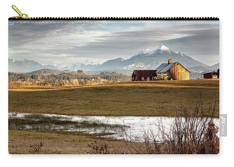 Farm Zip Pouch featuring the photograph Sunset On The Farm by Tony Locke