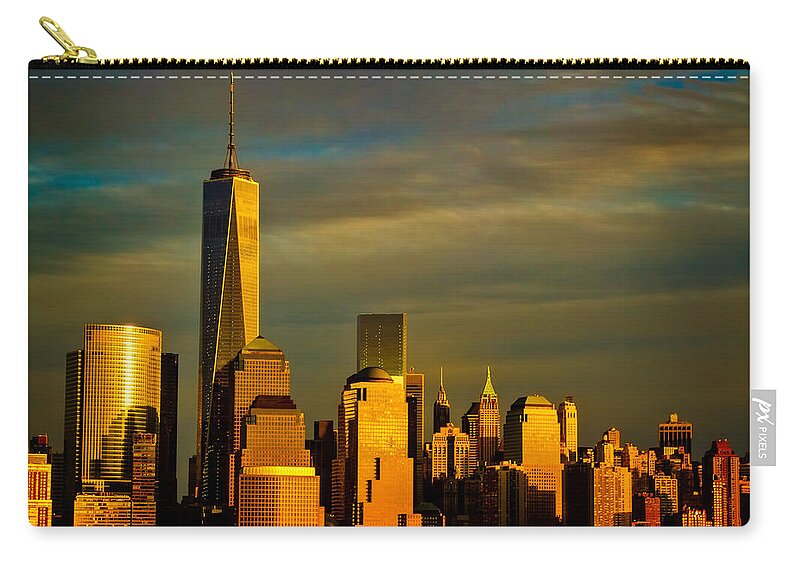 Nyc Zip Pouch featuring the photograph Sunset on the Financial District by Eleanor Abramson