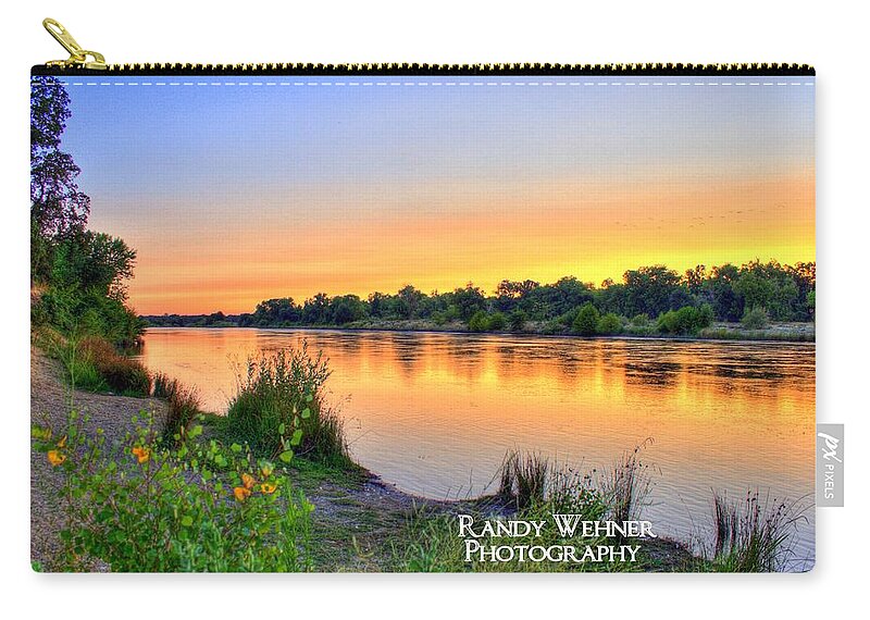 American River Zip Pouch featuring the photograph Sunset on the River by Randy Wehner