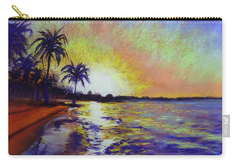 Sunset Zip Pouch featuring the painting Sunset on the Sea by Lisa Crisman