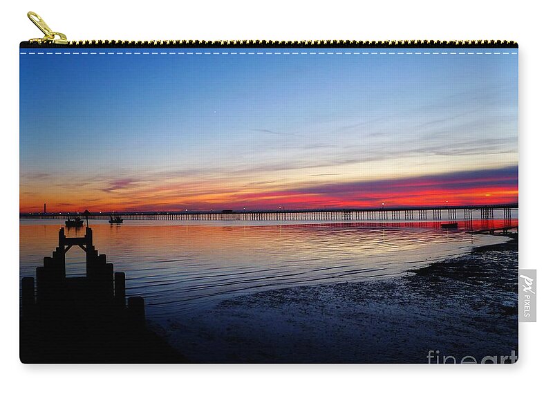 Southend Zip Pouch featuring the photograph Sunset on the Shore of Southend by Vicki Spindler