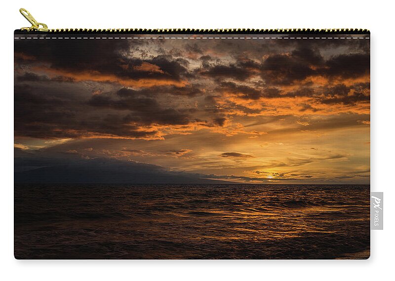 Sunset Zip Pouch featuring the photograph Sunset over Hawaii by Chris McKenna