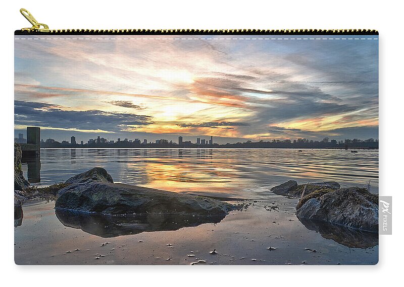 Netherlands Zip Pouch featuring the photograph Sunset over Lake Kralingen by Frans Blok