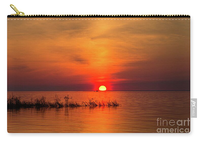 Lake Zip Pouch featuring the photograph Sunset over Lake Michigan by Les Palenik