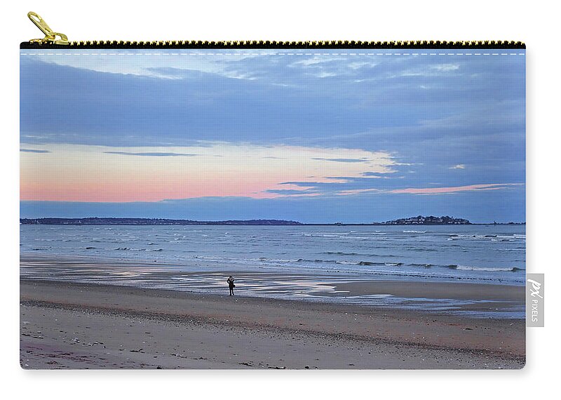 Revere Zip Pouch featuring the photograph Sunset over Nahant From Revere Beach Revere MA by Toby McGuire
