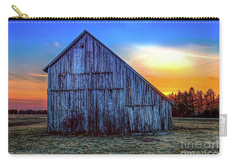 Sunset Zip Pouch featuring the photograph Sunset Over Old Barn Rudyard Michigan -9120 by Norris Seward