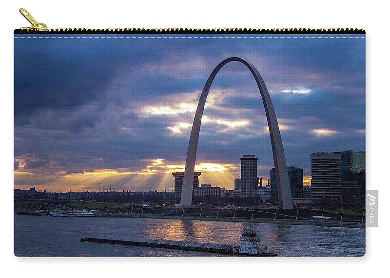 St Louis Zip Pouch featuring the photograph Sunset over St Louis by Garry McMichael