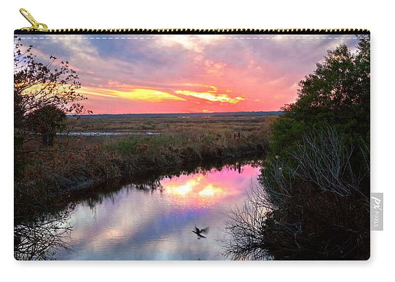 Nature Zip Pouch featuring the photograph Sunset Over The Marsh by Christopher Holmes