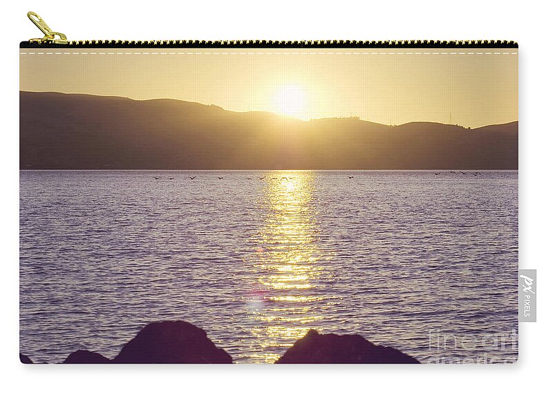 Water Zip Pouch featuring the photograph Sunset over the Straits by Cindy Garber Iverson
