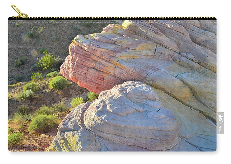 Valley Of Fire State Park Zip Pouch featuring the photograph Sunset Pastels in Valley of Fire by Ray Mathis