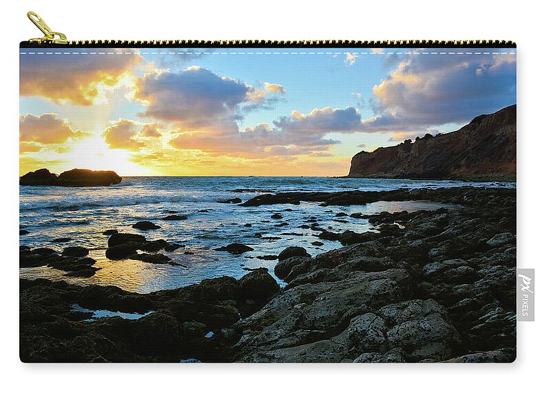 Los Angeles Zip Pouch featuring the photograph Sunset Pelican Cove by Kyle Hanson