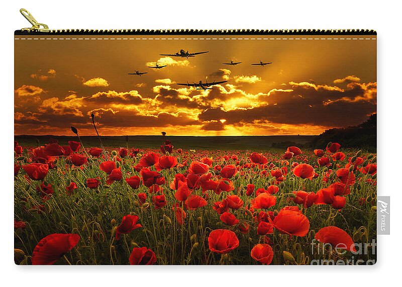 Avro Zip Pouch featuring the digital art Sunset Poppies The BBMF by Airpower Art