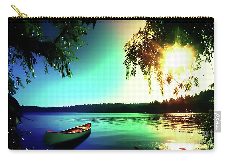 Serene Zip Pouch featuring the digital art Sunset Rainbow at Kenmore Washington by Eddie Eastwood