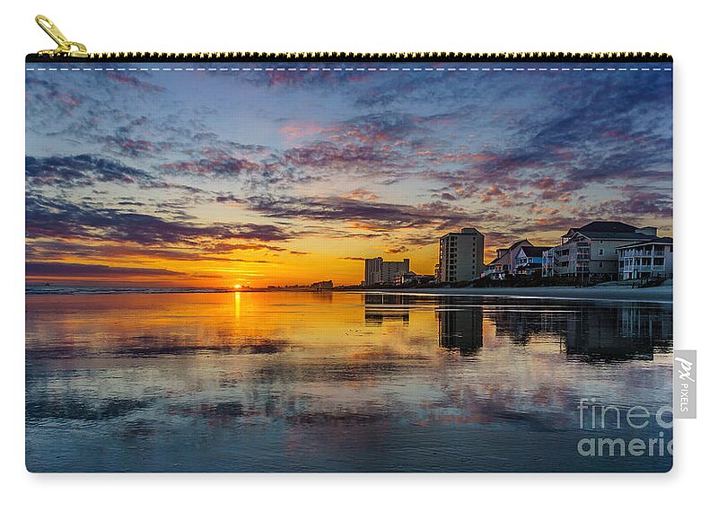 Beach Zip Pouch featuring the photograph Sunset Reflection by David Smith