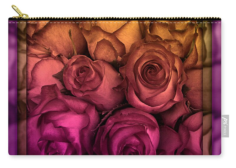 Stained Glass Zip Pouch featuring the photograph Sunset Rose - Stained Glass Series by Miriam Danar