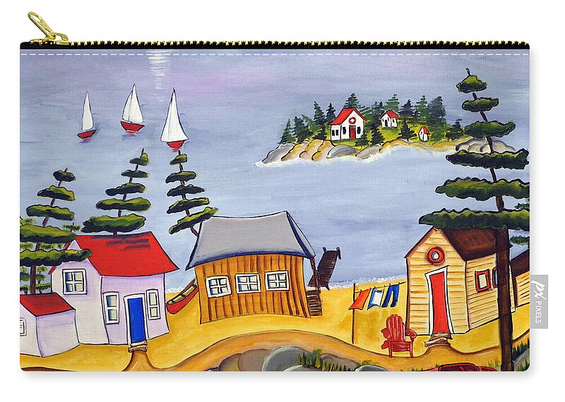 Abstract Zip Pouch featuring the painting Sunset Sail by Heather Lovat-Fraser