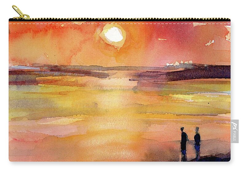 Sunset Zip Pouch featuring the painting Sunset - Sunrise by Dorrie Rifkin
