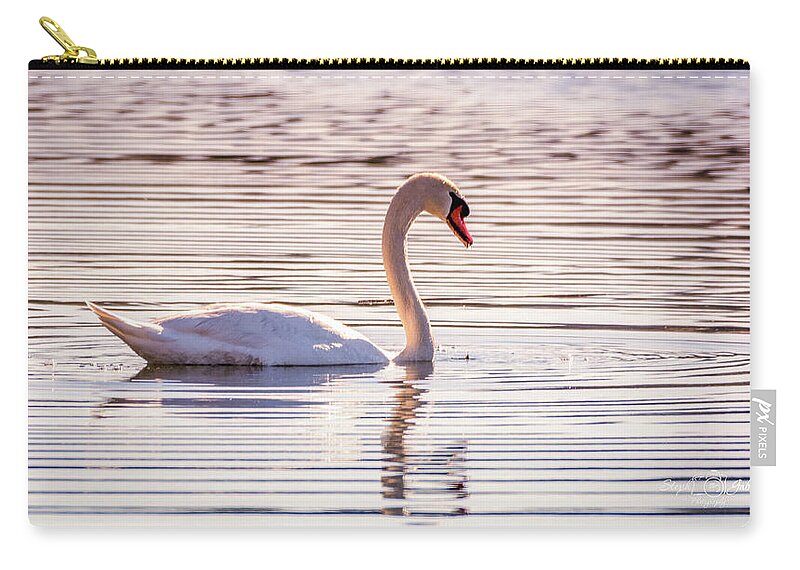 Swan Zip Pouch featuring the photograph Sunset Swan by Steph Gabler