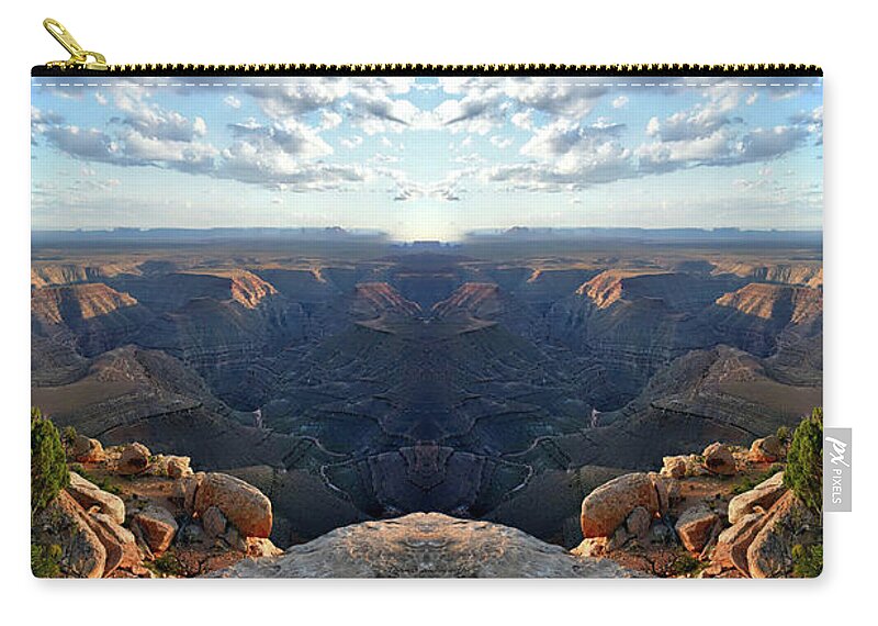 Valley Of The Gods Zip Pouch featuring the photograph Sunset Tour Valley Of The Gods Utah Pan 09 Mirrored by Thomas Woolworth
