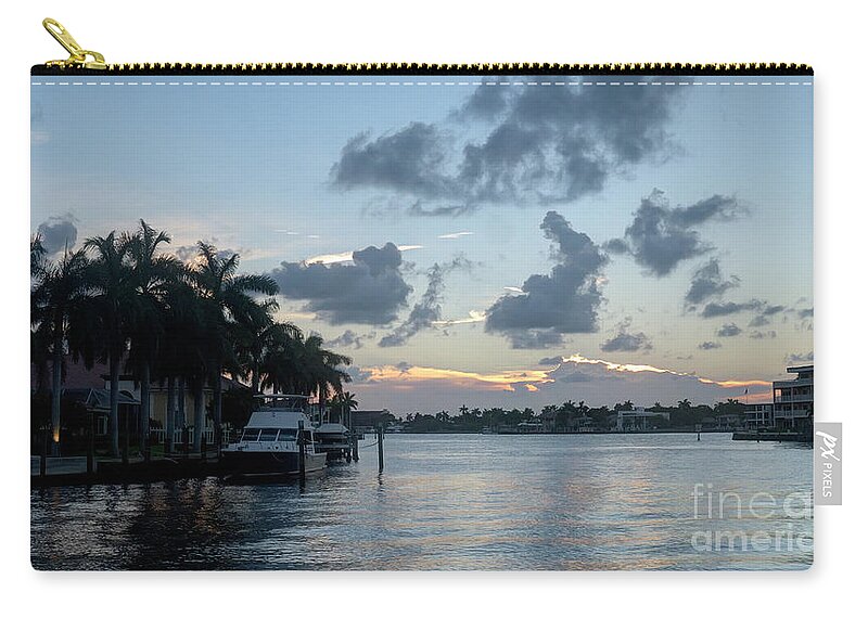 Lauderdale Zip Pouch featuring the photograph Sunset Tropical Canal by Ules Barnwell