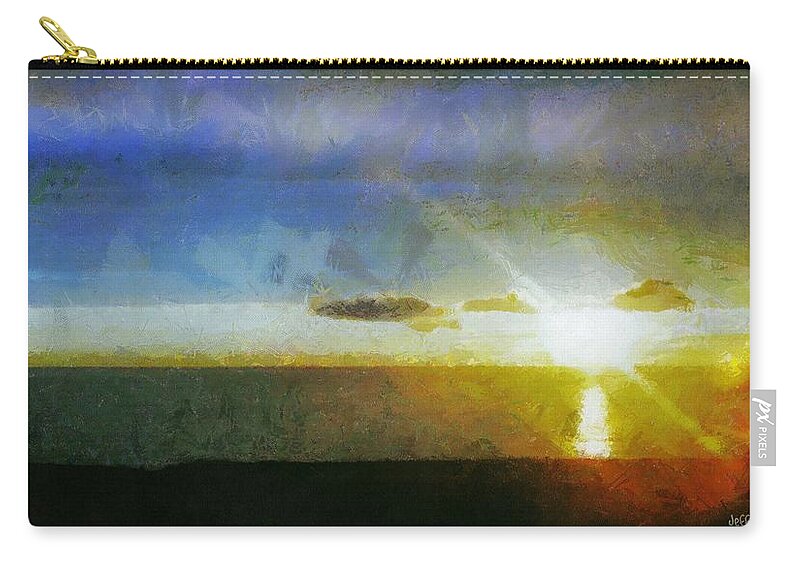 Canadian Zip Pouch featuring the painting Sunset Under the Clouds by Jeffrey Kolker