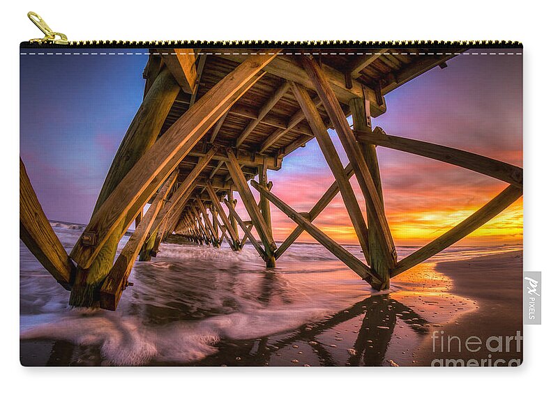 Sunset Zip Pouch featuring the photograph Sunset Under the Pier by David Smith