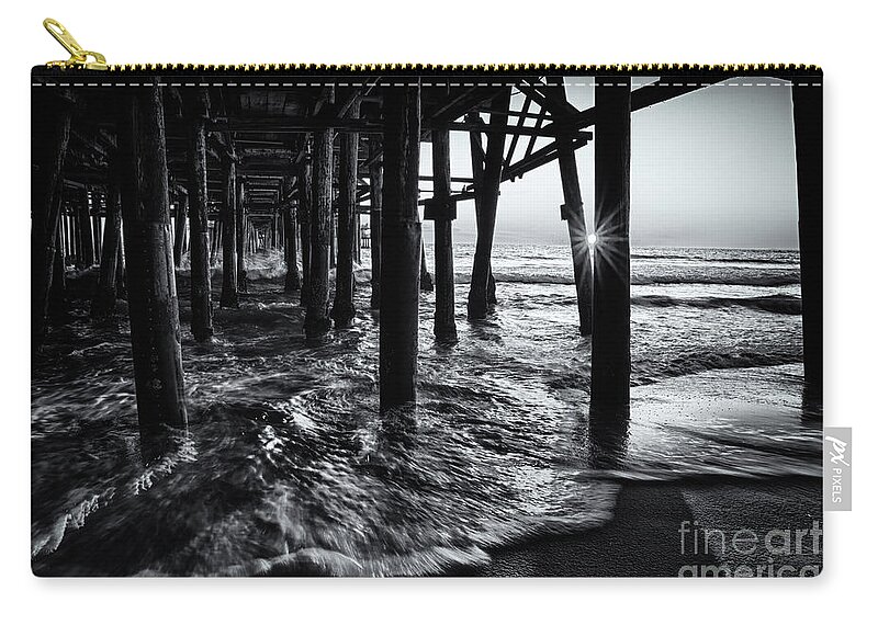 Santa Monica Carry-all Pouch featuring the photograph Sunset Under the Santa Monica Pier by Doug Sturgess