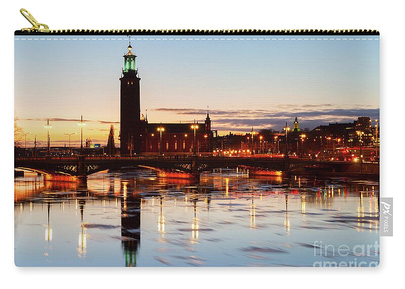 Stockholm Zip Pouch featuring the photograph Sunset with Cityhall of Stockholm by Anastasy Yarmolovich
