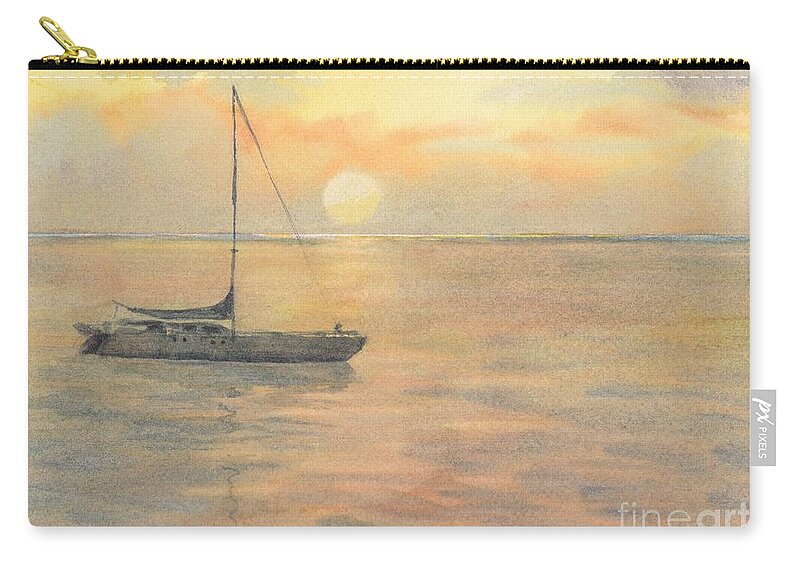 Sunset Zip Pouch featuring the painting Sunset by Watercolor Meditations