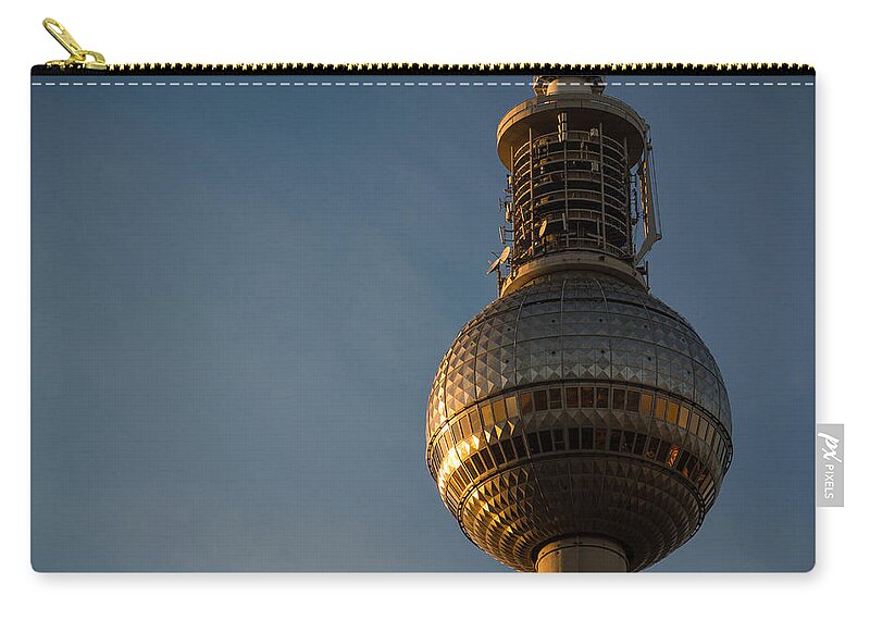 German Zip Pouch featuring the digital art Sunseting on the tower by Nathan Wright