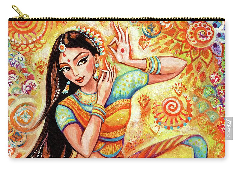 Beautiful Indian Woman Zip Pouch featuring the painting Sunshine Dance by Eva Campbell