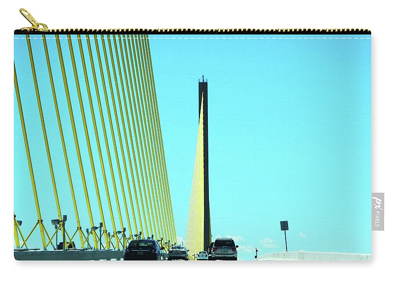 Sunshine Zip Pouch featuring the photograph Sunshine Skyway Bridge Tampa Bay by Marilyn Hunt
