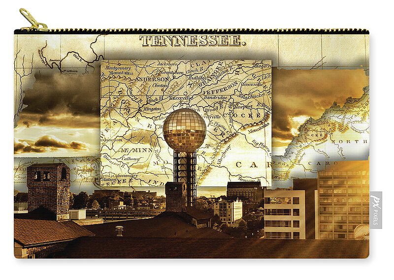 Knoxville Zip Pouch featuring the photograph Sunsphere in the Skyline by Sharon Popek