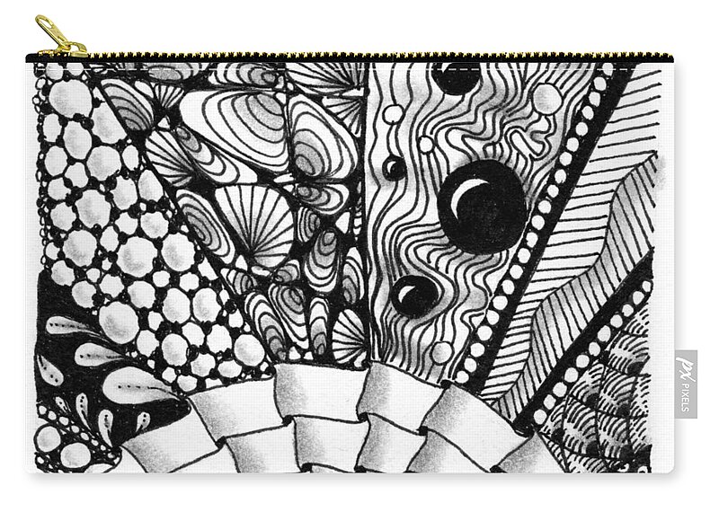 Zentangle Zip Pouch featuring the drawing Sunsplosion by Jan Steinle