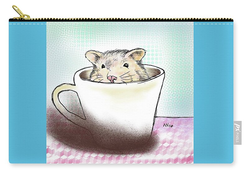 Hamster Carry-all Pouch featuring the digital art Super Cute Hamster by AnneMarie Welsh