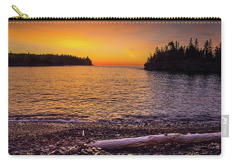 Split Rock Lighthouse Zip Pouch featuring the photograph Superior Sunrise by Paul Freidlund