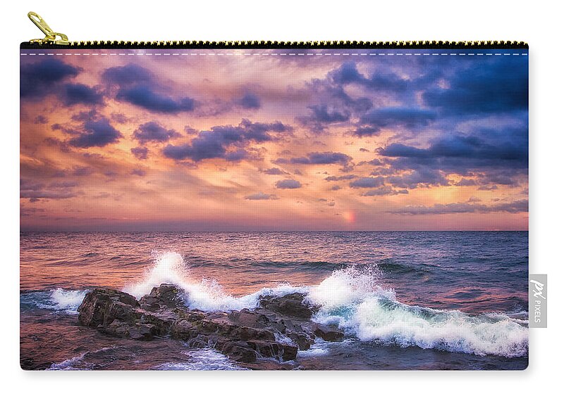 Atmosphere Zip Pouch featuring the photograph Superior Waves by Rikk Flohr