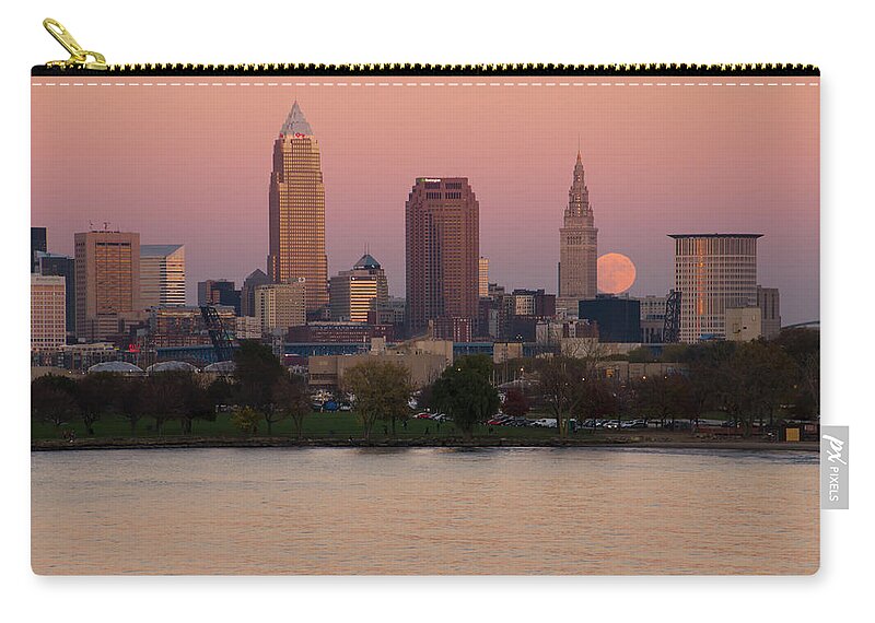 Super Moon Zip Pouch featuring the photograph SuperMoon Over Cleveland by Ann Bridges