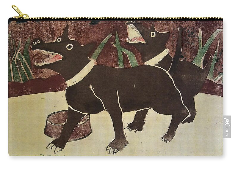 Animals Zip Pouch featuring the painting Suppertime by Thomas Tribby