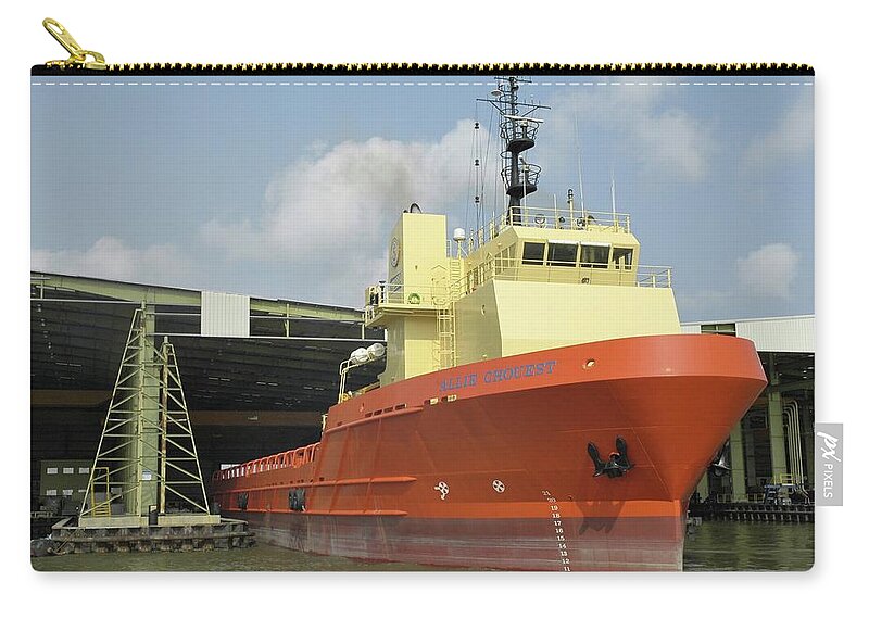 Supply Boat Zip Pouch featuring the photograph Supply boat at berth by Bradford Martin